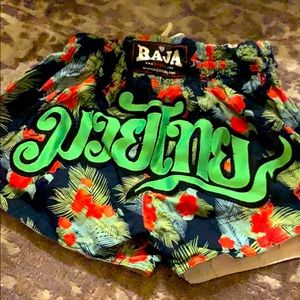Raja Size Small Blue Floral Print Muay Thai shorts